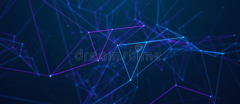 Digital plexus of glowing lines and dots. Abstract background. 3D rendering. Network or connection. vector illustration.