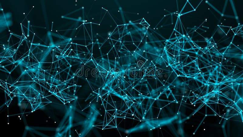 Digital plexus of glowing lines and dots. Abstract background. 3D rendering. Network vector illustration