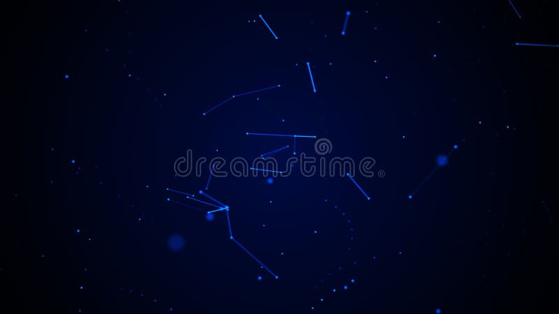Digital plexus of glowing lines and dots. Abstract futuristic background. 3D rendering stock illustration