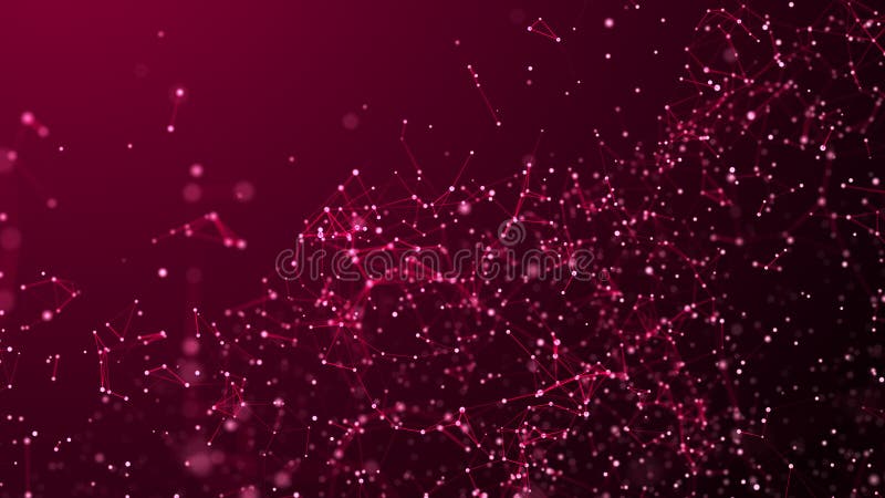 Digital plexus of glowing lines and dots. Dust particles. Abstract background. 3D rendering. Network royalty free illustration
