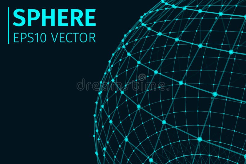 Digital plexus of glowing lines and dots. Futuristic digital background for Science and technology. Technological sphere royalty free illustration