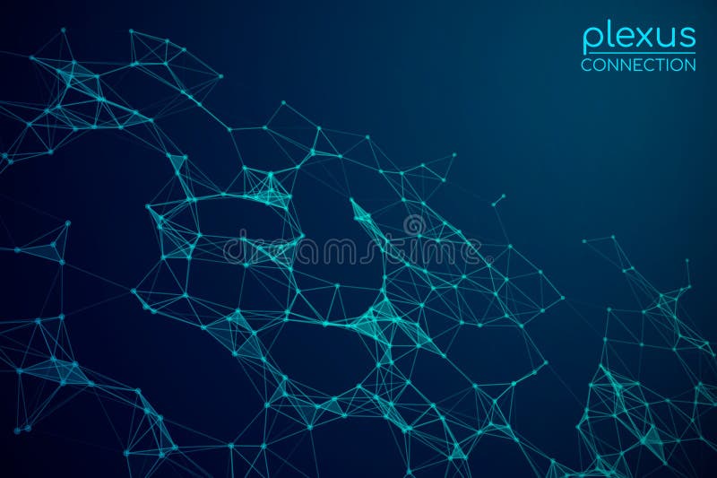 Digital plexus of glowing lines and dots. Futuristic digital background for Science and technology stock illustration