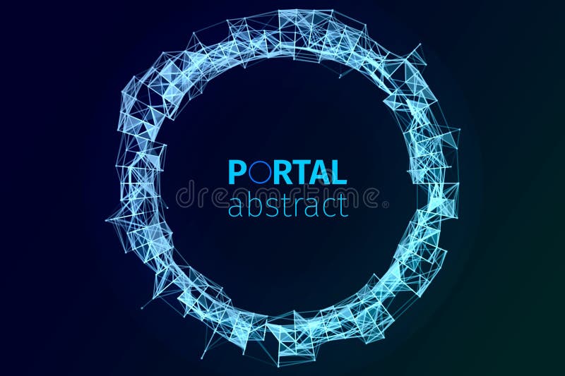 3D Portal illustration. Digital plexus of glowing lines and dots. Futuristic digital background for Science and technology. stock illustration