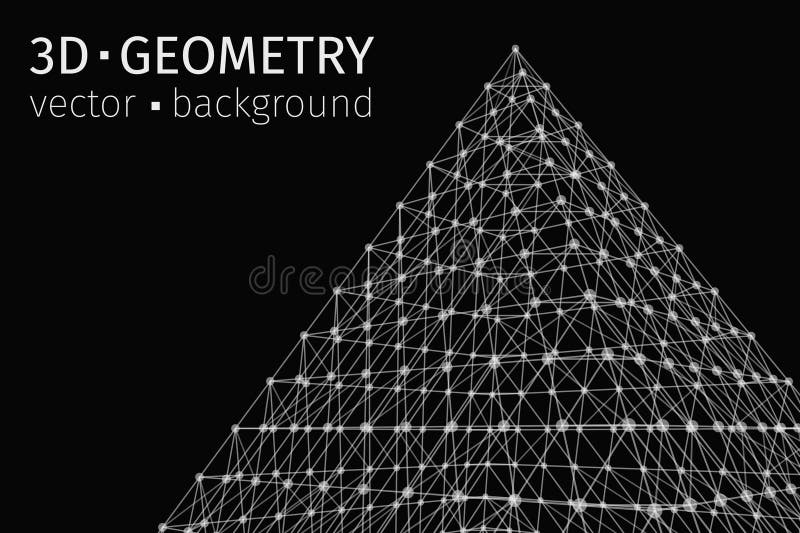 Digital plexus of glowing lines and dots. Futuristic digital background for Science and technology. Technology pyramid vector illustration