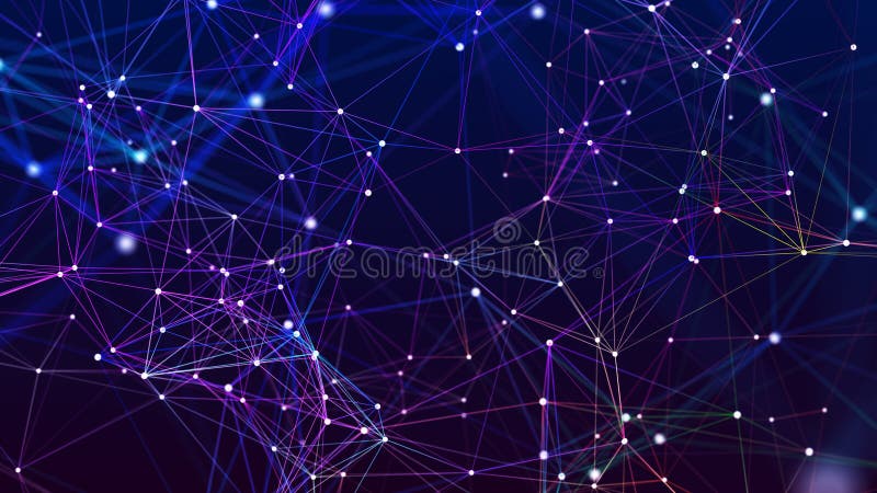 Digital plexus of glowing lines and dots. Network or connection. 3d rendering vector illustration