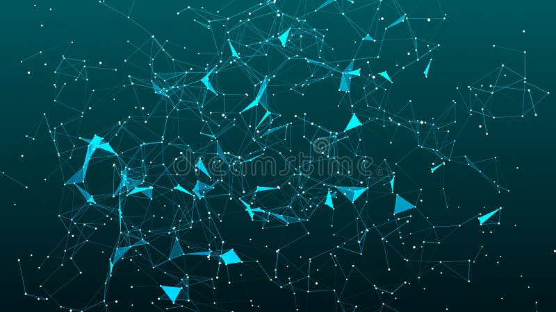 Digital plexus of glowing lines, dots and triangles. Abstract background. Connection of particles. 3D rendering royalty free illustration