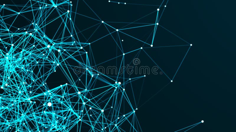 Digital plexus or network of glowing lines and dots. Abstract futuristic background. 3D rendering royalty free illustration