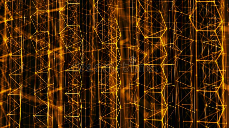 Digital plexus or network of glowing lines and dots. Abstract futuristic background. 3D rendering vector illustration