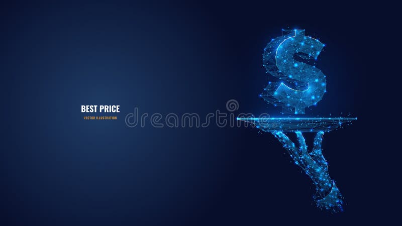 Digital polygonal image of best price concept