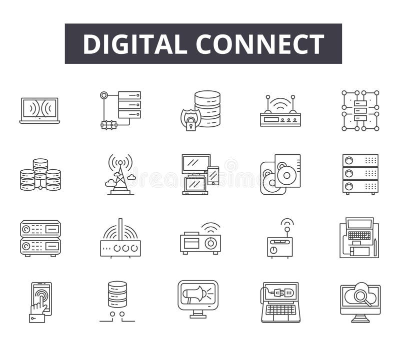Digital relient la ligne icônes pour le Web et la conception mobile Signes Editable de course Digital relient le concept d'ensemb illustration libre de droits Digital relient la ligne icônes pour le Web et la conception mobile Signes Editable de course Digital relient le concept d'ensemb illustration libre de droits