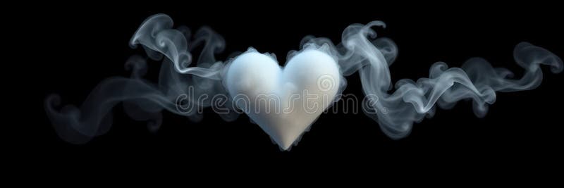 A digital rendering depicts a heart-shaped object, appearing icy or frosted stock illustration