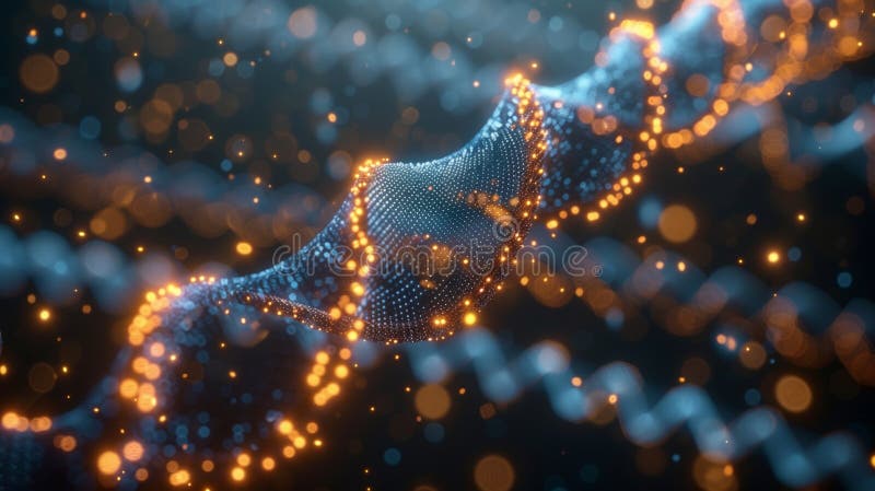 A digital rendering of a DNA helix, highlighting the use of machine learning in genetic research. Artificial intelligence genomic sequencing stock images, royalty-free photos and pictures