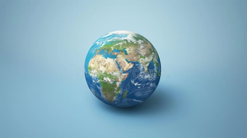Redarea digitală a pământului plutind pe un fond albastru. subliniază responsabilitatea globală în materie de mediu și climă stock photos