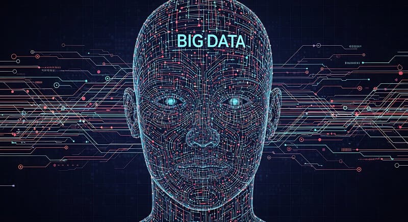 A digital rendering of a human face composed of interconnected lines and nodes royalty free illustration