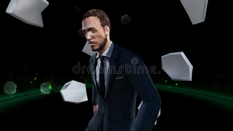 Digital Rendering Male Suit Motion Background royalty free illustration