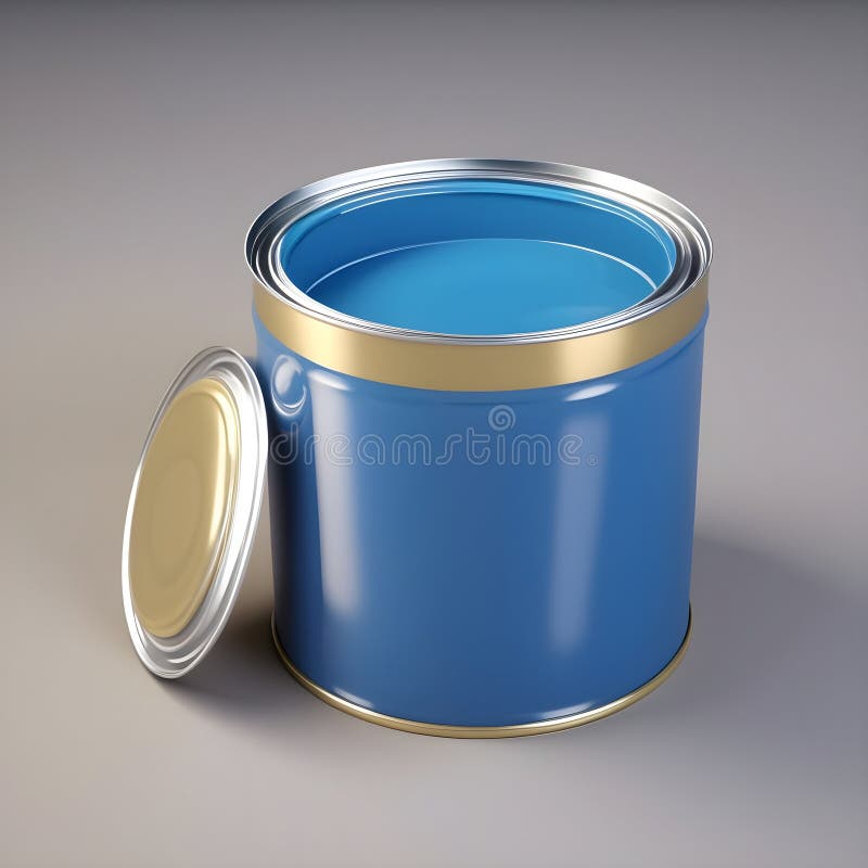 A digital rendering of an open paint can features a glossy royalty free illustration