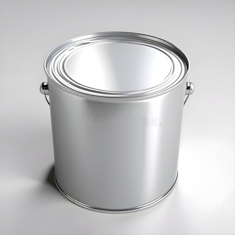 A digital rendering of an open paint can with a glossy metallic finish vector illustration
