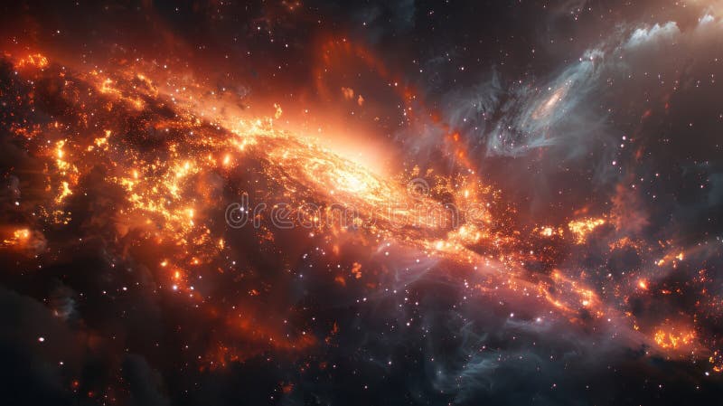 A digital representation of a black hole with a glowing accretion disk and dynamic particle jets in deep space royalty free stock images