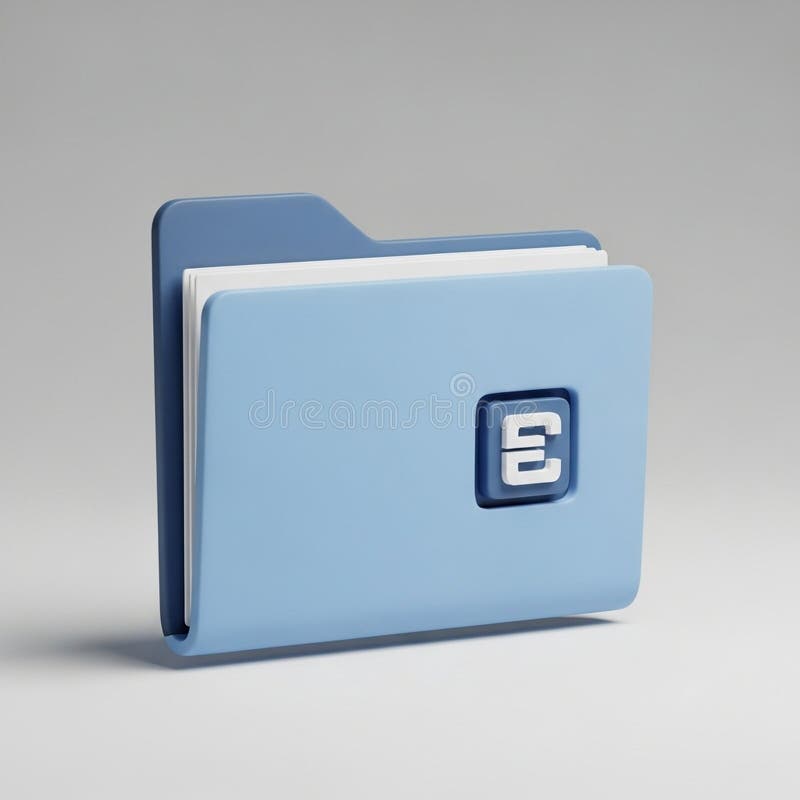 A digital representation of a light blue file folder positioned against a neutral vector illustration