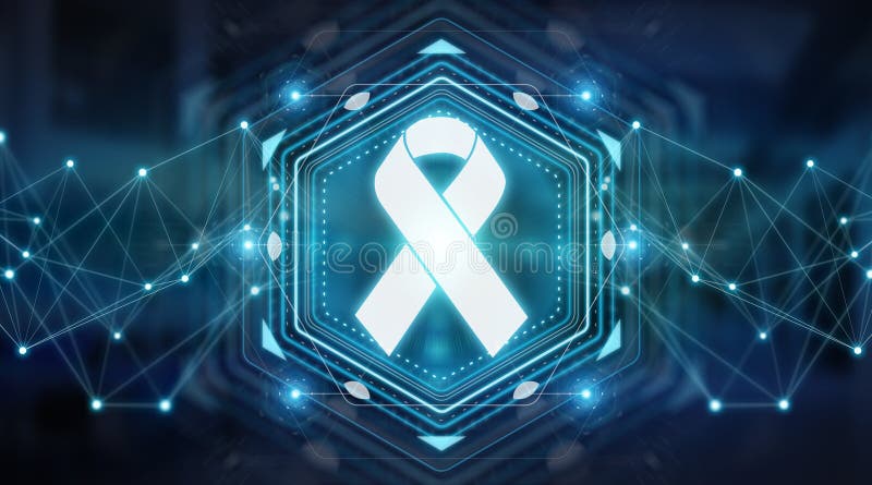 Digital ribbon cancer interface 3D rendering vector illustration Digital ribbon cancer interface 3D rendering vector illustration