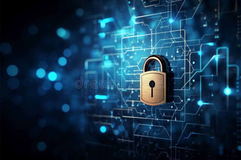 Fundal digital de protecție abstract cu sistem de blocare și protecție vector illustration