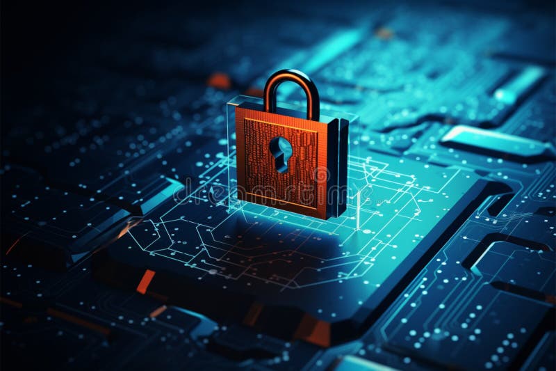 Fundal digital de protecție abstract cu sistem de blocare și protecție vector illustration