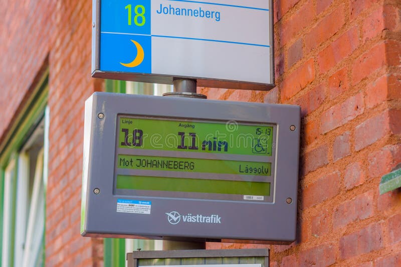 Digital screen sign in bus stop, Gothenburg city stock images Digital screen sign in bus stop, Gothenburg city stock images