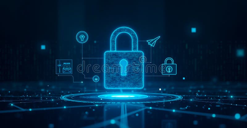 Digital Security Concept: Glowing Lock Icon Surrounded by Cyber Connections. A futuristic illustration featuring a glowing blue lock icon at the center, symbolizing digital security and data protection. The lock is embedded within a network of interconnected nodes and circuits, representing robust cybersecurity measures in a tech-driven environment. Surrounding the lock are additional padlock icons, emphasizing the theme of safeguarding information across multiple systems. The dark background with subtle light particles adds depth and a sense of advanced technology. This image conveys concepts of cyber security, encryption, privacy, and technological innovation, making it ideal for use in marketing materials related to IT security solutions, online safety campaigns, or educational content about protecting digital assets.. Digital security and personal data concept with glowing digital lock in glowing circle on abstract technological background. Earth globe and cybersecurity lock hologram with diverse icons. minimalistic horizontal wallpaper regarding cybersecurity and privilege access management. Cybersecurity and data privacy protection concept, lock, binary digits background. Cyber Security Data Protection Business Privacy concept. Generative Ai. security, protection, lock, technology, datum, privacy, safety, encryption, padlock, glowing, futuristic, concept, abstract, digital, firewall, cyberspace, computer, cyber, network, system, background, password, access, illustration, modern, blue, design, connection, horizontal, innovation, internet, secure, business, information, symbol, virtual reality, computer crime, color image, computer network, network security, glow, no people, communication, light, security system, japan, photography, big data, networking, online, safeguard, keyhole, dark, digitally generated image, safe, shield, virtual, business finance and industry, computer hacker, code, e-commerce, illuminated, defense, computer graphic, computer software, cloud computing, confidential, graphic, hardware, neon, transparent, bright, wireless technology, banking, coding, key, server, sharing, software, three-dimensional, accessibility, binary code, threat, circuit board, global communications, blockchain, red, web page, ideas, metallic, science, shiny, social media, solution, control, copy space, guarding, three dimensional, web, art, isolated, online shopping, cloud, creativity, electronic, future, gradient, monitoring, risk, signal, tech, backup, hacking, shielding, unlock, shape, circle, line, metal, icon symbol, binary, circuit, colourful, crime, development, elegant, global, hacker, identity, infrastructure, open, paying, platform, policy, prevention, storage, thief, vibrant, visual, compliance, device, downloading, locking, motion, update, vault, vulnerability, warning, blurred motion, close-up, confidentiality, element, hologram, text, touch screen, barrier, black, board, creative, cryptocurrency, icon, object, pattern, pink, texture, vector, aesthetic, agreement, artistic, assessment, assistance, assurance, attack, awareness, bold, client, colours, complexity, computing, confidence, cover, curve, database, document, dynamic, effect, finance, fire, flames, flow, glasses, glossy, gold, imagination, individuality, intelligence, interface, luminosity, management, matrix, measure, message, minimalist, monitor, number, one person, organization, panoramic, particle, plain, pointing, process, processing, programming, pushing, rack, reflection, rendered, rescue, secret, sending, service, shine, simplicity, smart, smooth, soft, solitude, spark, speed, structure, stylish, success, surveillance, techno, touching, trendy, trust, user, virus, vitality, wave, wavy, ai, artificial, biometrics, cpu, electric, energy, framework, geometric, information technology, inspecting, integrity, locked, mechanism, people, protected, protocol, reliability, rendering, response, semiconductor, smartphone, spyware, surface. Coding text hacker concept stock images, royalty-free photos and pictures