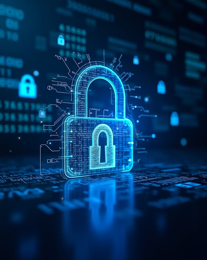 Digital Security Concept: Glowing Lock Icon Surrounded by Cyber Connections. A futuristic illustration featuring a glowing blue lock icon at the center, symbolizing digital security and data protection. The lock is embedded within a network of interconnected nodes and circuits, representing robust cybersecurity measures in a tech-driven environment. Surrounding the lock are additional padlock icons, emphasizing the theme of safeguarding information across multiple systems. The dark background with subtle light particles adds depth and a sense of advanced technology. This image conveys concepts of cyber security, encryption, privacy, and technological innovation, making it ideal for use in marketing materials related to IT security solutions, online safety campaigns, or educational content about protecting digital assets.. Digital security and personal data concept with glowing digital lock in glowing circle on abstract technological background. Earth globe and cybersecurity lock hologram with diverse icons. minimalistic horizontal wallpaper regarding cybersecurity and privilege access management. Cybersecurity and data privacy protection concept, lock, binary digits background. Cyber Security Data Protection Business Privacy concept. Generative Ai. security, protection, lock, technology, datum, privacy, safety, encryption, padlock, glowing, futuristic, concept, abstract, digital, firewall, cyberspace, computer, cyber, network, system, background, password, access, illustration, modern, blue, design, connection, horizontal, innovation, internet, secure, business, information, symbol, virtual reality, computer crime, color image, computer network, network security, glow, no people, communication, light, security system, japan, photography, big data, networking, online, safeguard, keyhole, dark, digitally generated image, safe, shield, virtual, business finance and industry, computer hacker, code, e-commerce, illuminated, defense, computer graphic, computer software, cloud computing, confidential, graphic, hardware, neon, transparent, bright, wireless technology, banking, coding, key, server, sharing, software, three-dimensional, accessibility, binary code, threat, circuit board, global communications, blockchain, red, web page, ideas, metallic, science, shiny, social media, solution, control, copy space, guarding, three dimensional, web, art, isolated, online shopping, cloud, creativity, electronic, future, gradient, monitoring, risk, signal, tech, backup, hacking, shielding, unlock, shape, circle, line, metal, icon symbol, binary, circuit, colourful, crime, development, elegant, global, hacker, identity, infrastructure, open, paying, platform, policy, prevention, storage, thief, vibrant, visual, compliance, device, downloading, locking, motion, update, vault, vulnerability, warning, blurred motion, close-up, confidentiality, element, hologram, text, touch screen, barrier, black, board, creative, cryptocurrency, icon, object, pattern, pink, texture, vector, aesthetic, agreement, artistic, assessment, assistance, assurance, attack, awareness, bold, client, colours, complexity, computing, confidence, cover, curve, database, document, dynamic, effect, finance, fire, flames, flow, glasses, glossy, gold, imagination, individuality, intelligence, interface, luminosity, management, matrix, measure, message, minimalist, monitor, number, one person, organization, panoramic, particle, plain, pointing, process, processing, programming, pushing, rack, reflection, rendered, rescue, secret, sending, service, shine, simplicity, smart, smooth, soft, solitude, spark, speed, structure, stylish, success, surveillance, techno, touching, trendy, trust, user, virus, vitality, wave, wavy, ai, artificial, biometrics, cpu, electric, energy, framework, geometric, information technology, inspecting, integrity, locked, mechanism, people, protected, protocol, reliability, rendering, response, semiconductor, smartphone, spyware, surface. Coding text hacker concept stock images, royalty-free photos and pictures