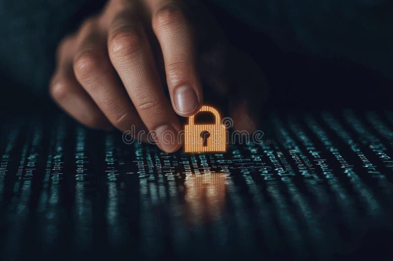 Digital Security Concept with Lock and Data Stream royalty free stock image