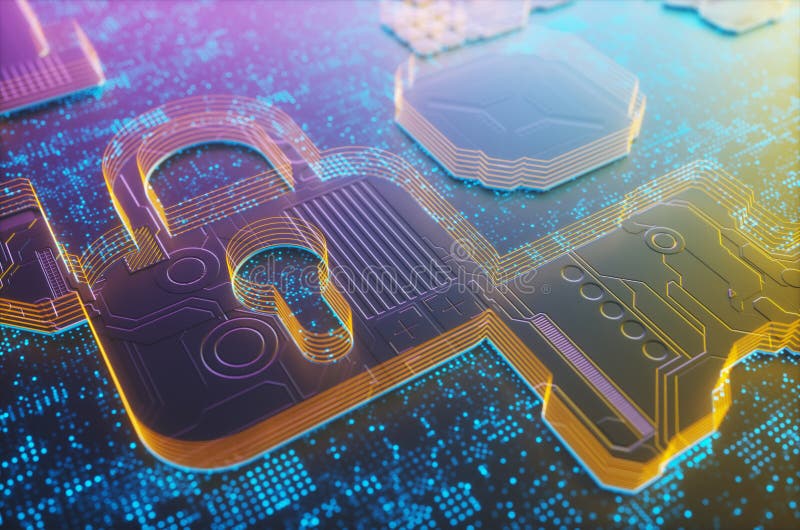 Digital Security Padlock stock image