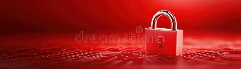 Digital security, a padlock protecting circuit symbolizing data protection and cybersecurity vector illustration