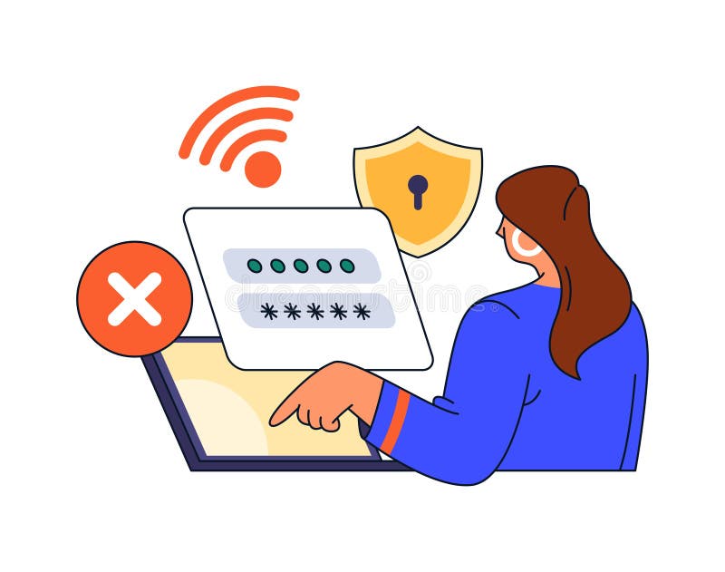 Digital security and protection in web, privacy stock illustration