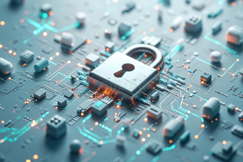 Digital sekretess och skydd för cybersäkerhet smartphone cybersecurity lock business och persondata protection generai vektor illustrationer