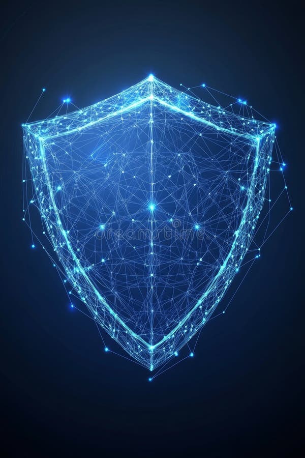 Digital Shield Protection. Cybersecurity, Data Security, System Security. Abstract Technology vector illustration