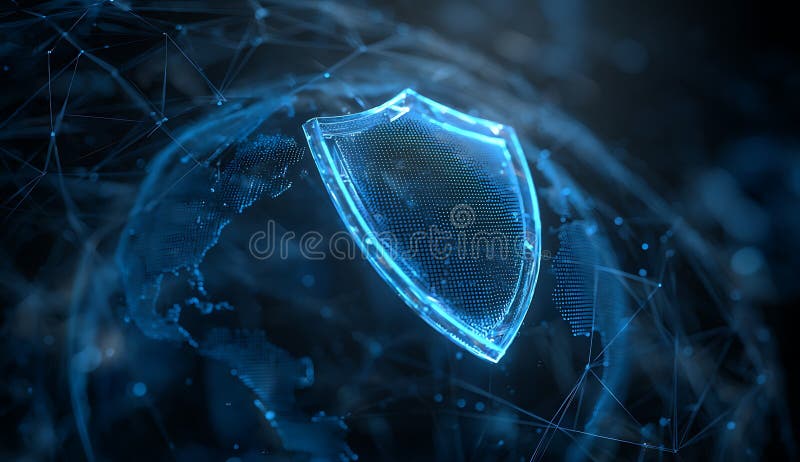 Digital Shield of Protection in Futuristic Cyber Security Stock Photo -  Image of lights, digital: 400538654