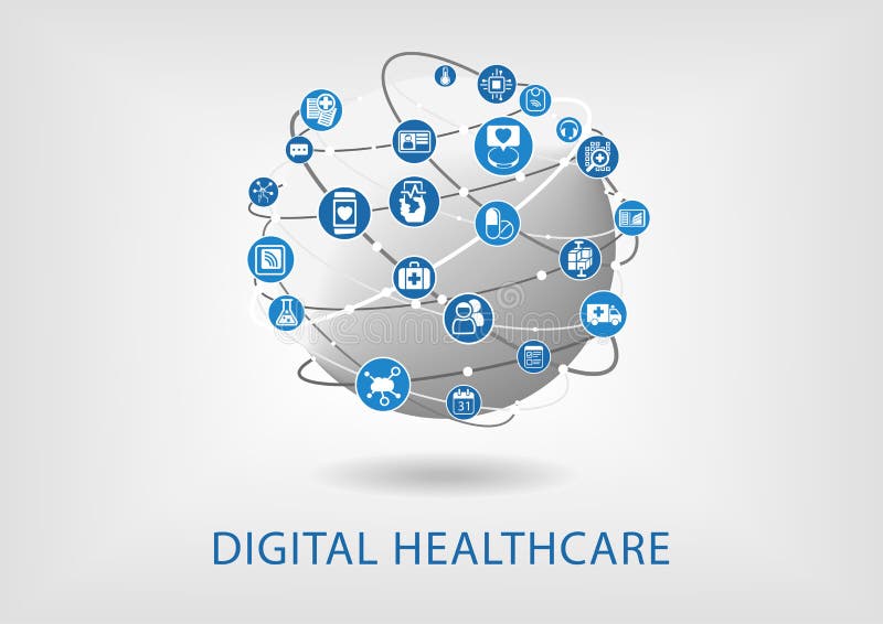 Digital sjukvård som är infographic som illustration