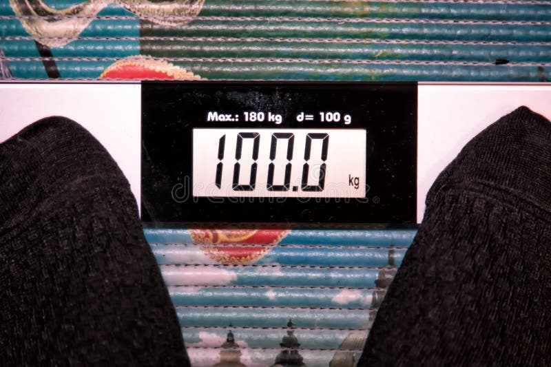 Digital Scale Weightings Shows 100 Kilograms of Weigh. Digital Scale Weightings Shows 100 Kilograms of Weigh