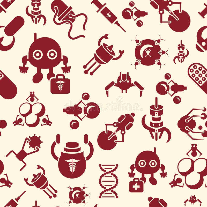 Digital smart medical nano robots concept objects stock illustration