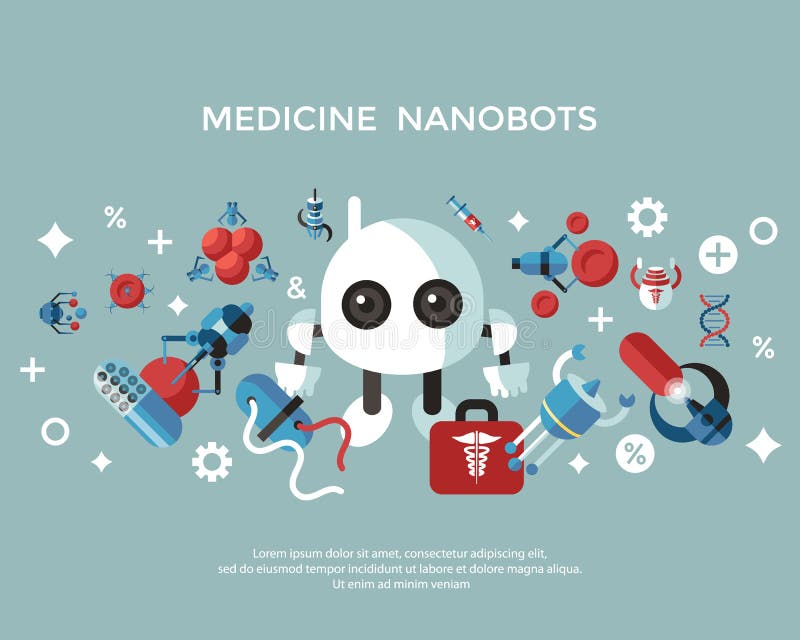 Digital smart medical nano robots concept objects royalty free illustration