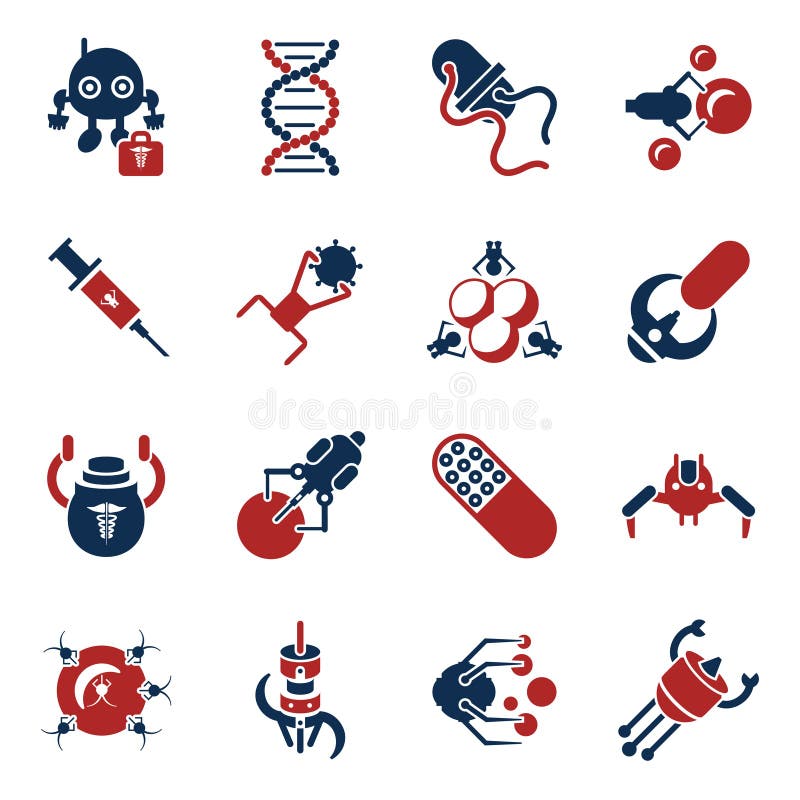 Digital smart medical nano robots concept objects vector illustration