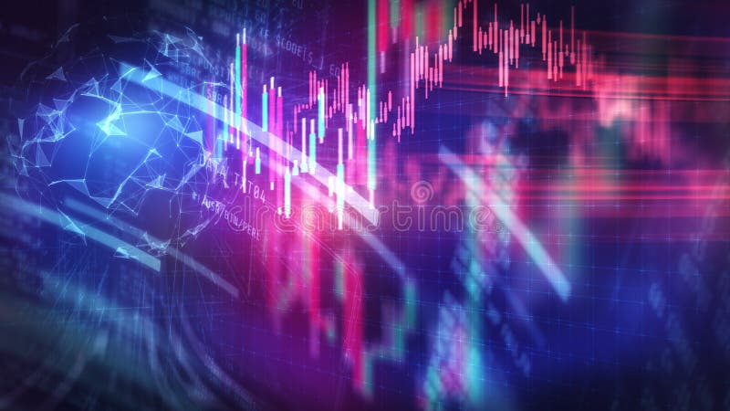 A large volume of stock exchange data traverses the digital virtual space. vector illustration