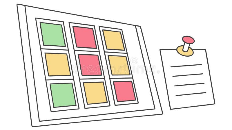 Digital Sticky Notes Board for Task Management, vector design Generative AI royalty free illustration