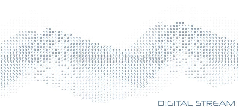 Digital stream. Binary data streaming with ones and zeros royalty free illustration