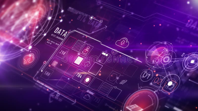 Digital streams of abstract data in virtual space. vector illustration