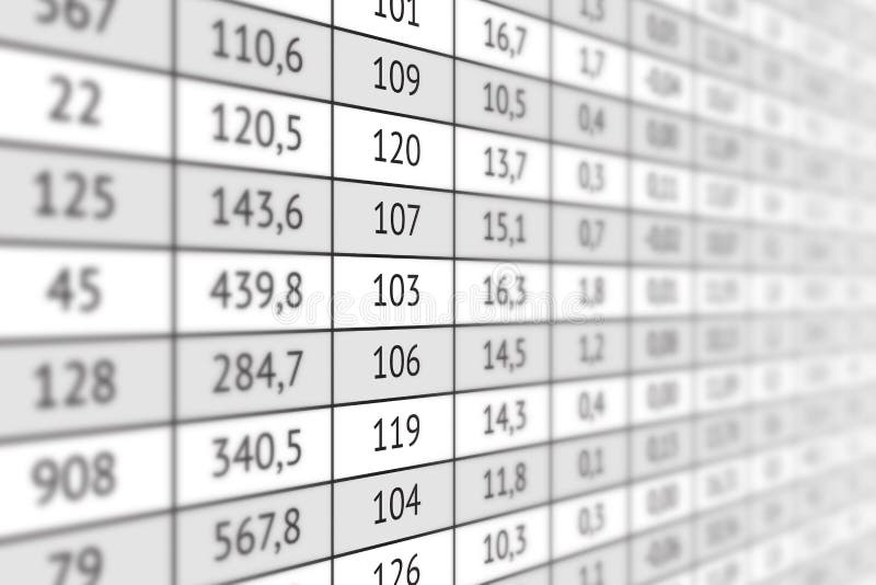 Digital summary table with numerical data vector illustration