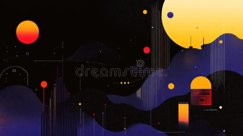 Digital Synapse: A Monochromatic Abstract Depiction of Connectivity through Circuit Boards, Wires and Antennas, with Org vector illustration