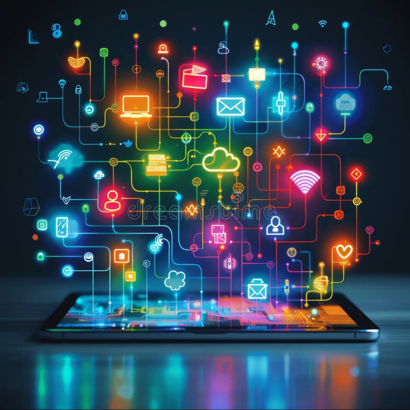 Digital tablet showing internet application network connection royalty free stock images