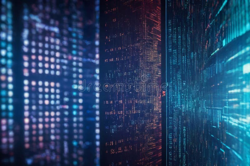 The digital tapestry a symphony of code and light. A close-up image of a computer screen vector illustration
