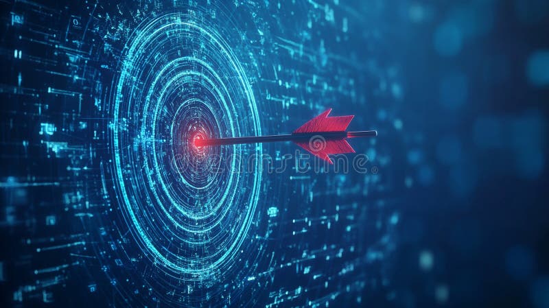 Digital Target Red Arrow Hitting Bullseye Data Visualization Concept vector illustration
